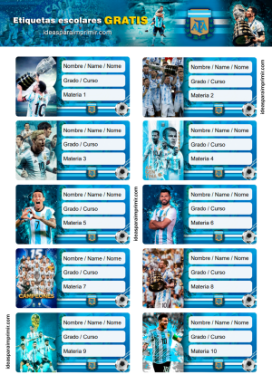 Etiquetas Escolares Seleccion Argentina Futbo